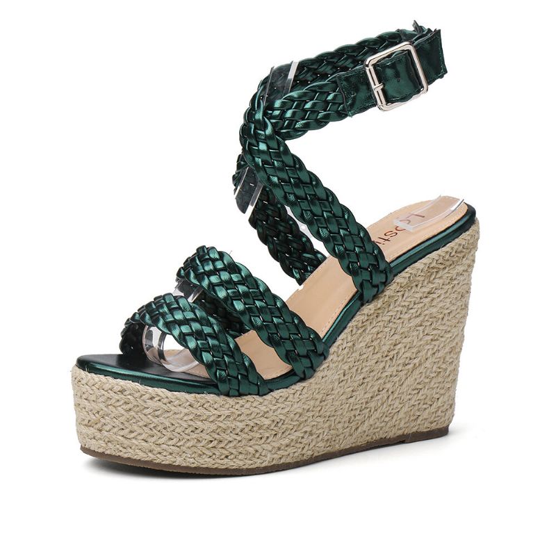 Femmes Braid Strap Espadrille Slingback Platform Sandals