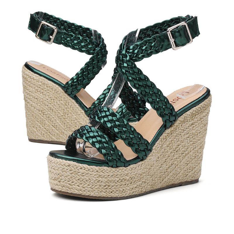 Femmes Braid Strap Espadrille Slingback Platform Sandals