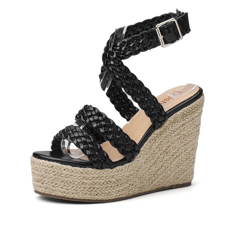 Femmes Braid Strap Espadrille Slingback Platform Sandals