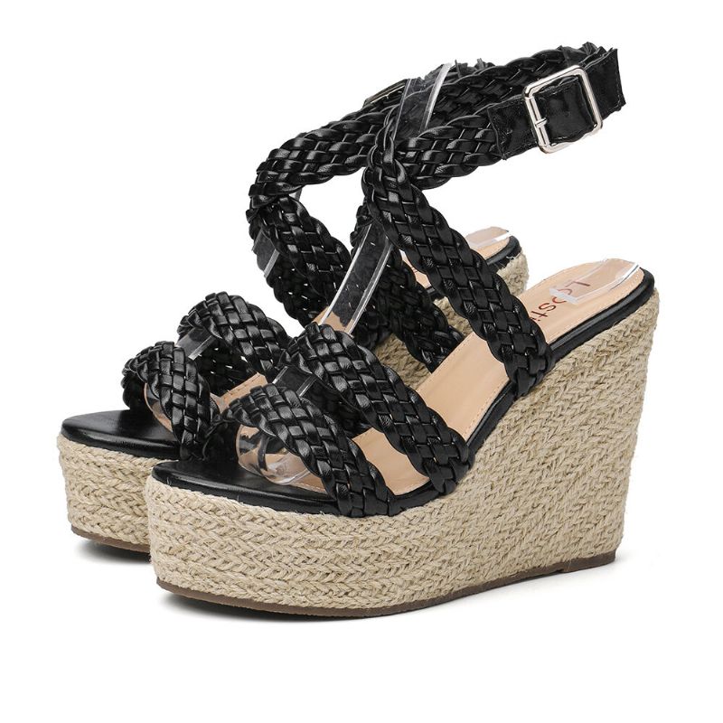 Femmes Braid Strap Espadrille Slingback Platform Sandals