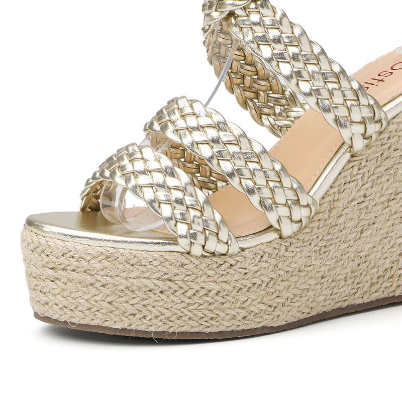 Femmes Braid Strap Espadrille Slingback Platform Sandals