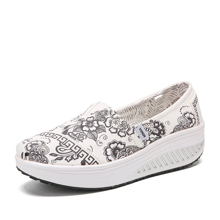 Femmes Casual Fleurs Imprimé Motif Confortable Rocker Sole Chaussures De Marche