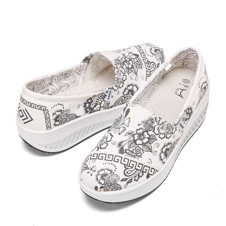 Femmes Casual Fleurs Imprimé Motif Confortable Rocker Sole Chaussures De Marche