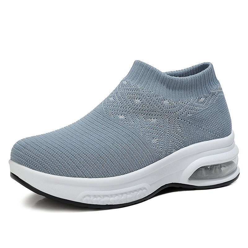 Femmes Casual Knitted Sports Simplicity Chaussures De Course Confortables