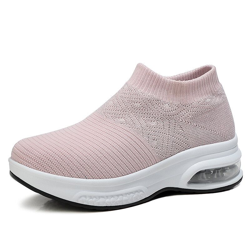 Femmes Casual Knitted Sports Simplicity Chaussures De Course Confortables