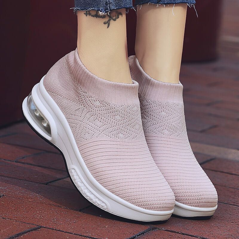 Femmes Casual Knitted Sports Simplicity Chaussures De Course Confortables