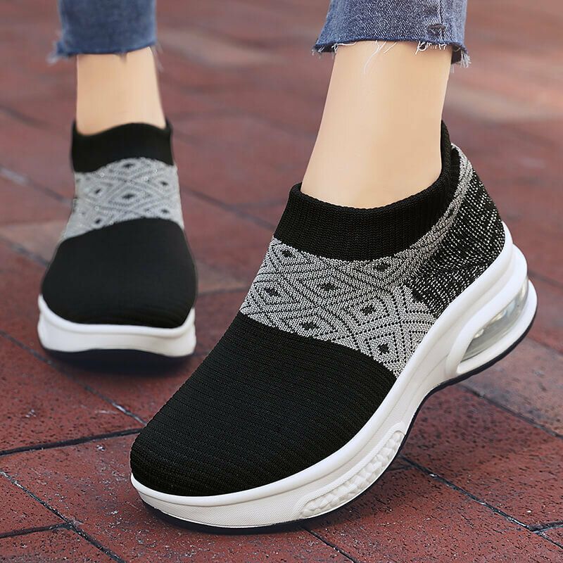 Femmes Casual Knitted Sports Simplicity Chaussures De Course Confortables