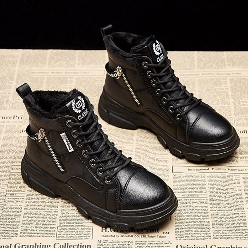 Femmes Casual Letter Pattern Lace Up Zippers Warm Wearable Ankle Sports Court Sneaker Shoes