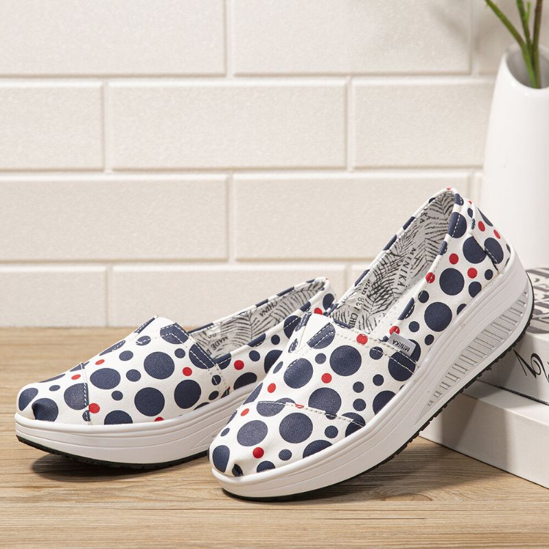 Femmes Casual Print Cartoon Rocker Sole Slip-on Chaussures De Marche