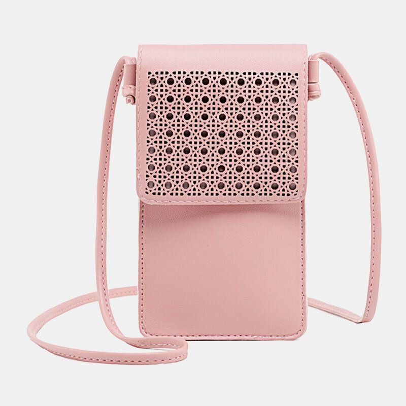 Femmes Casual Solide Évider Écran Tactile 6.3 Pouces Sac De Téléphone Sac À Bandoulière Sac À Bandoulière