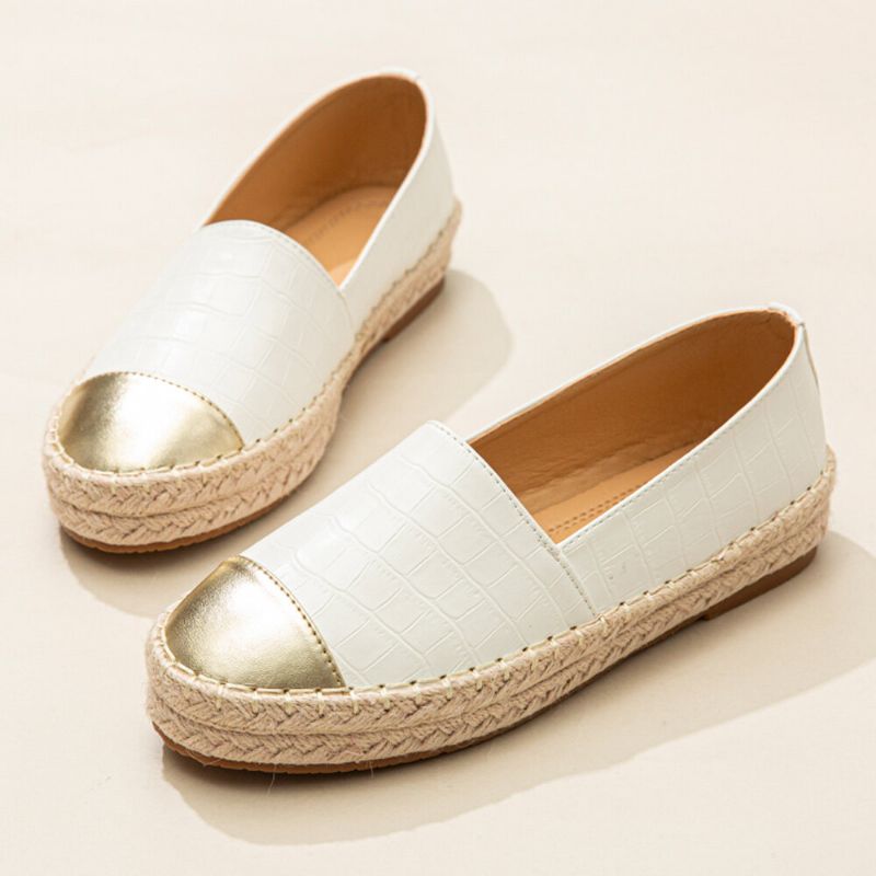 Femmes Casual Splicing Slip On Espadrille Mocassins Appartements Chaussures De Pêcheur