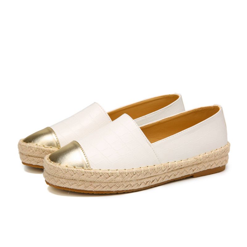 Femmes Casual Splicing Slip On Espadrille Mocassins Appartements Chaussures De Pêcheur