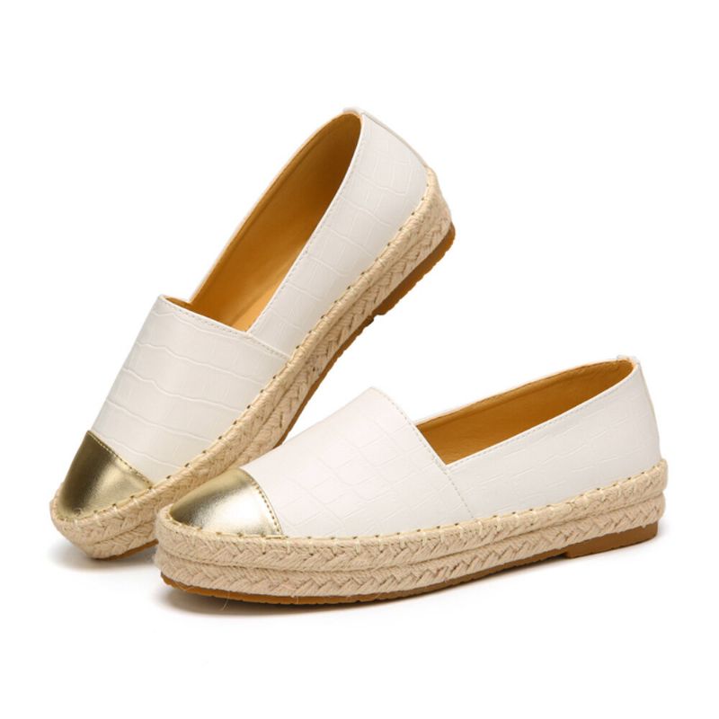 Femmes Casual Splicing Slip On Espadrille Mocassins Appartements Chaussures De Pêcheur