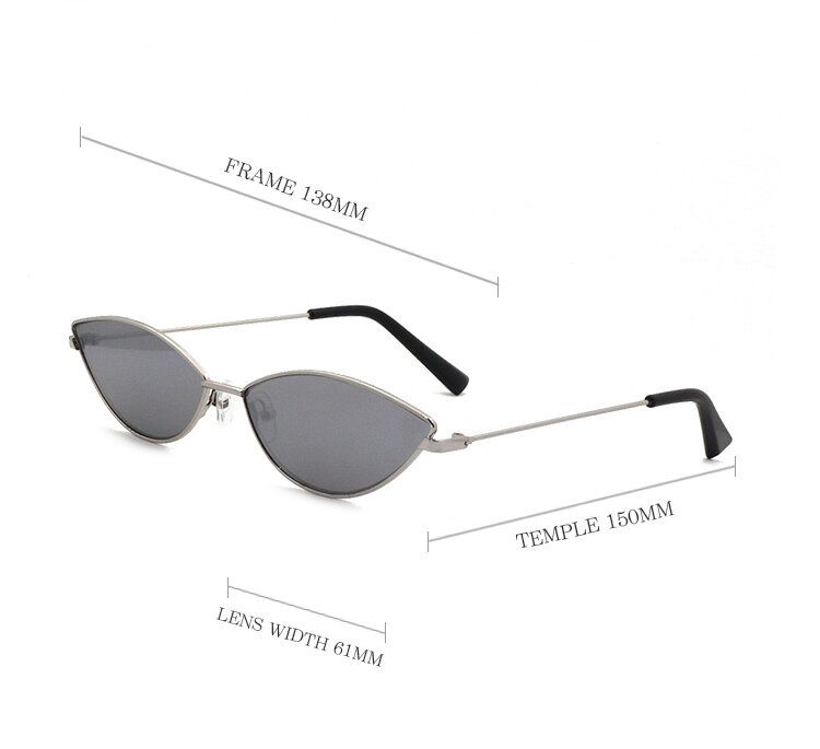 Femmes Cat Eye Shape Frameless Small Lens Vintage Personnalité Casual Outdoor Uv Protection Lunettes De Soleil