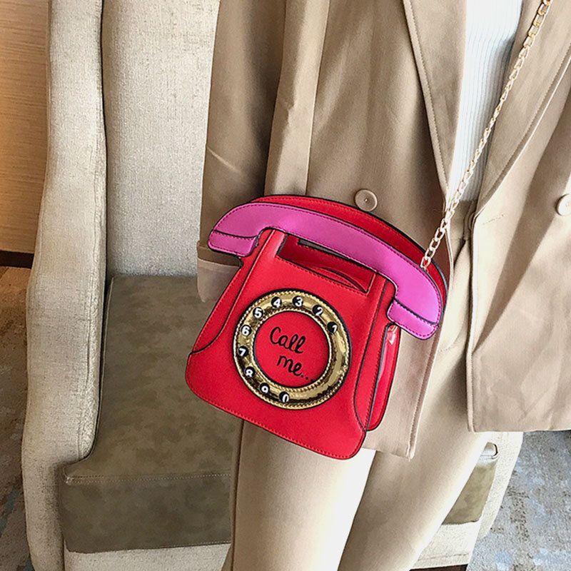 Femmes Cerative Téléphone Forme Mignon Chaîne Sac À Bandoulière Sac À Bandoulière