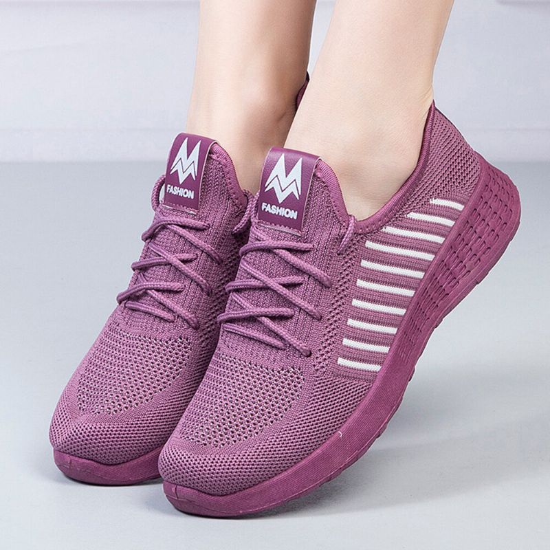 Femmes Color Block Mesh Lace Up Sport Chaussures Plates Décontractées