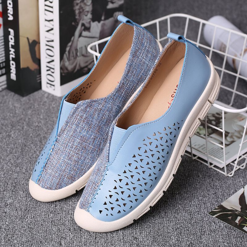 Femmes Colorblock Comfy Hollow Respirant Casual Flats