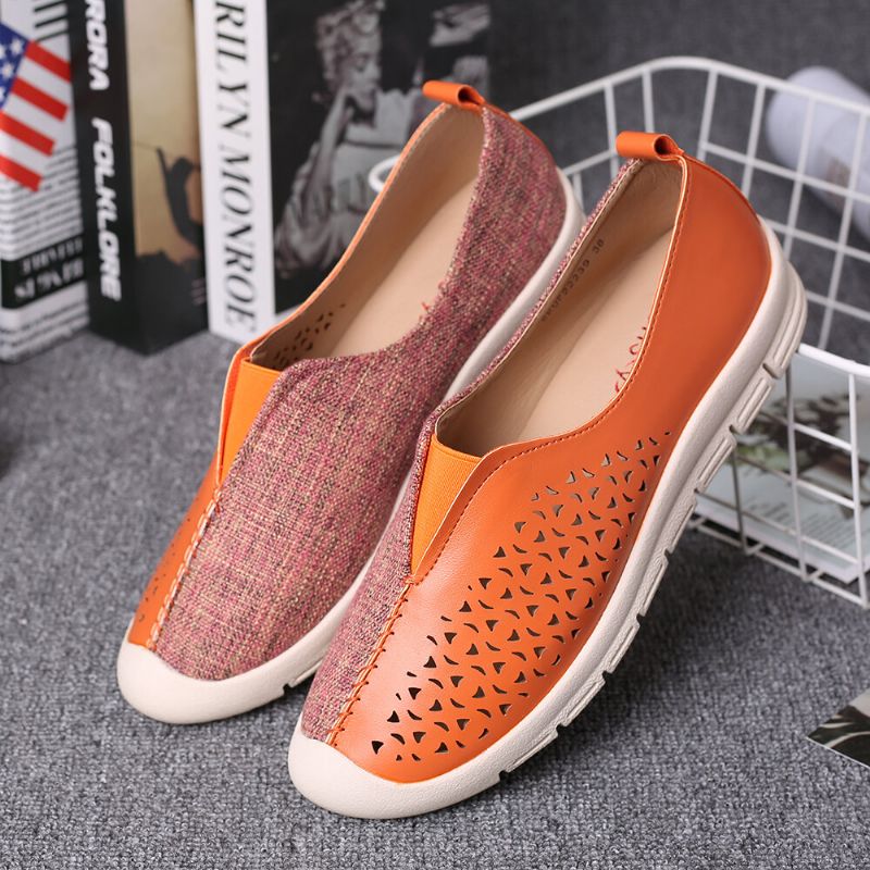 Femmes Colorblock Comfy Hollow Respirant Casual Flats