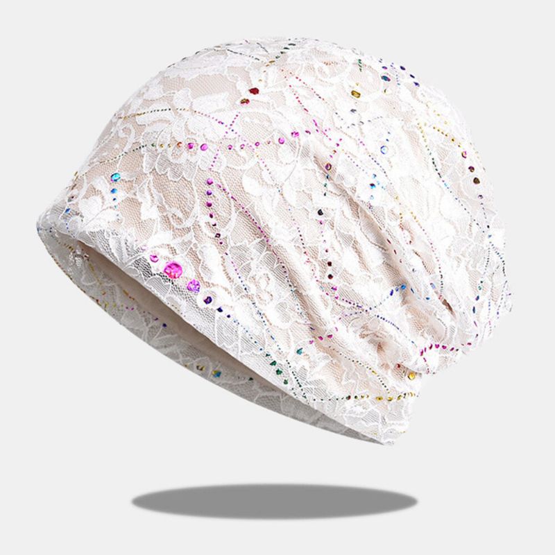 Femmes Coloré Époxy Dentelle Creux Bonnet Chapeau D'été Mince Respirant Doux Motif Floral Baotou Chapeau Foulard Bonnet Chapeau