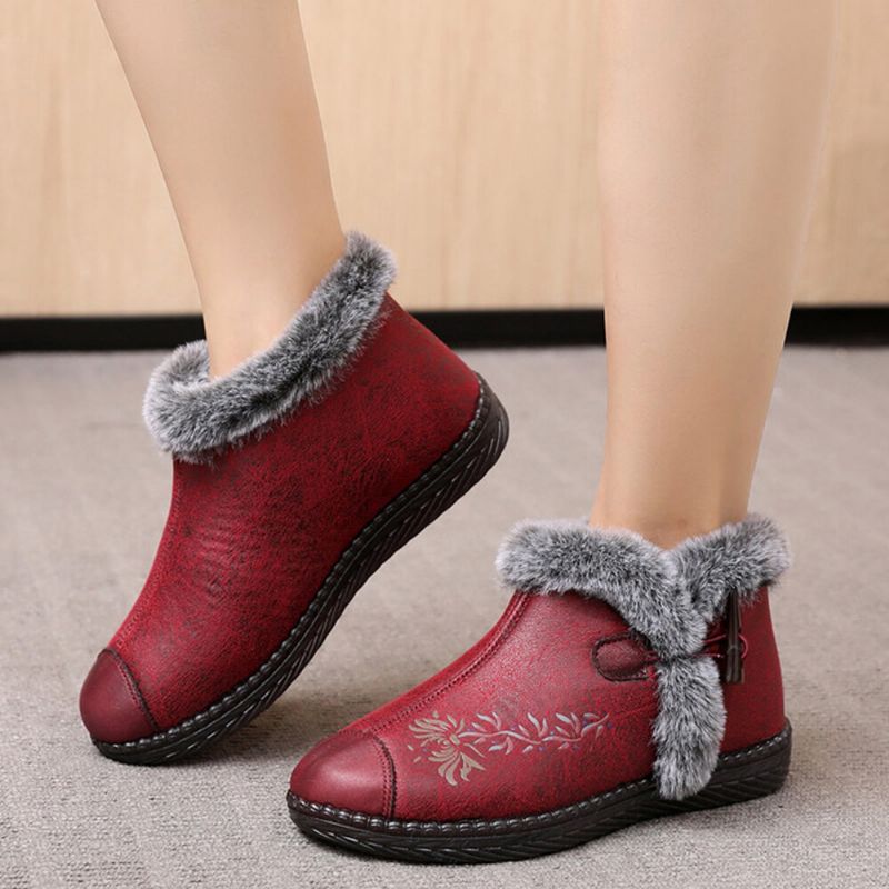 Femmes Confortable Hiver Impression Doublure Chaude Doux Antidérapant Coton Bottes De Neige