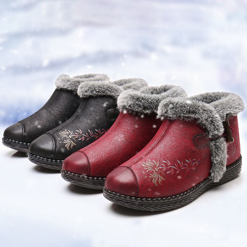 Femmes Confortable Hiver Impression Doublure Chaude Doux Antidérapant Coton Bottes De Neige