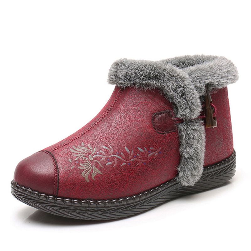 Femmes Confortable Hiver Impression Doublure Chaude Doux Antidérapant Coton Bottes De Neige