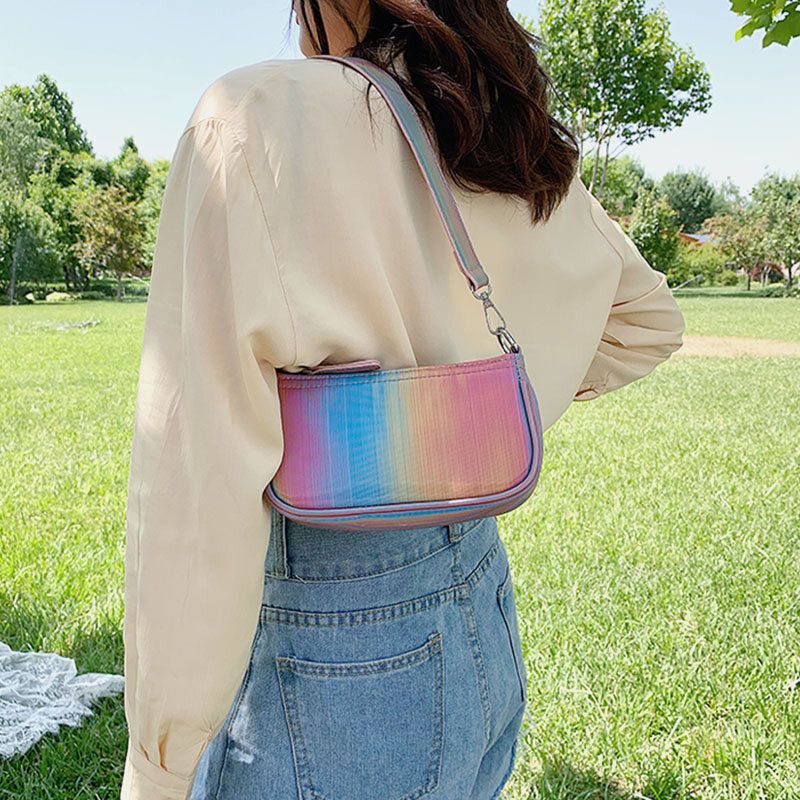 Femmes Contraste Couleur Arc-en-ciel Créatif Décontracté Fourre-tout Sac À Main Sac À Main