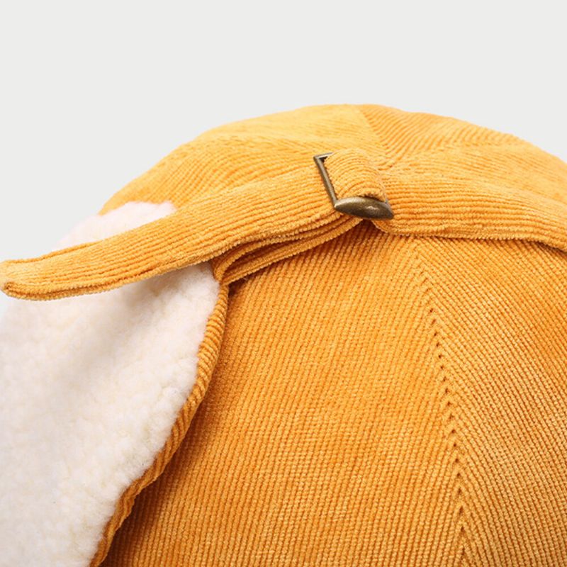 Femmes Corduroy Plus Hat Circonférence Ear Protection Tie Keep Warm Bucket Hat