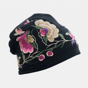 Femmes Coton Broderie Fleur Impression Style Ethnique Bonnet Chapeau Respirant Turban Cap