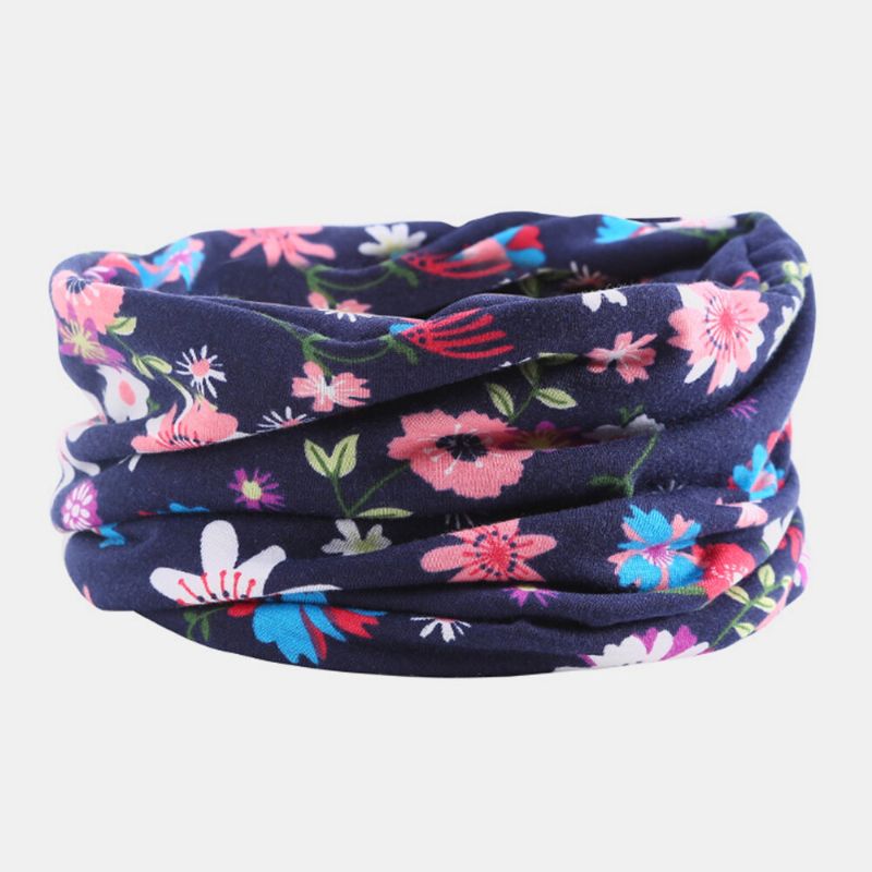 Femmes Coton Coloré Motif D'impression Florale Casual Extérieur Double Usage Cou Protection Brimless Bonnet