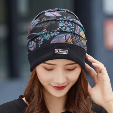 Femmes Coton Motif Floral Casual Mode Respirant En Plein Air Plis Garder Au Chaud Turban Bonnet