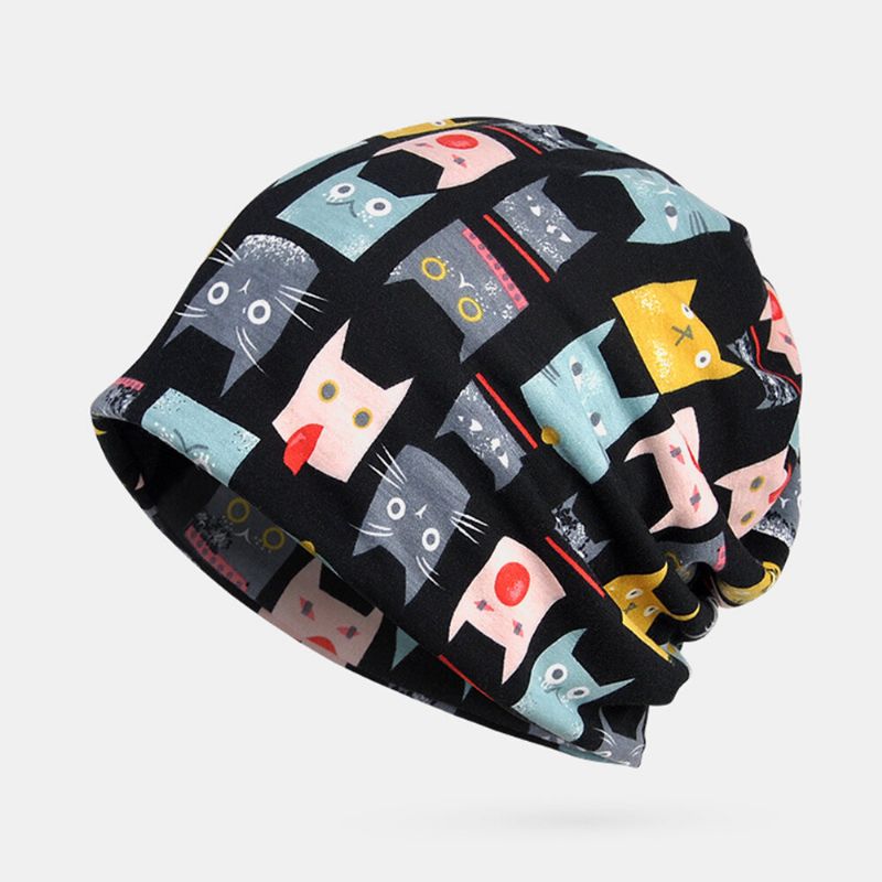 Femmes Coton Multi-usages Impression Bonnet Cap Cou Guêtre Visage Bouclier Chapeaux Bandana