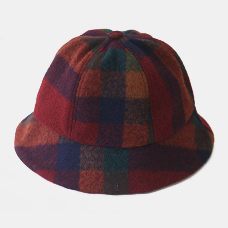 Femmes Coton Patchwock Plaids Motif Vintage Casual Chaud Seau Chapeau