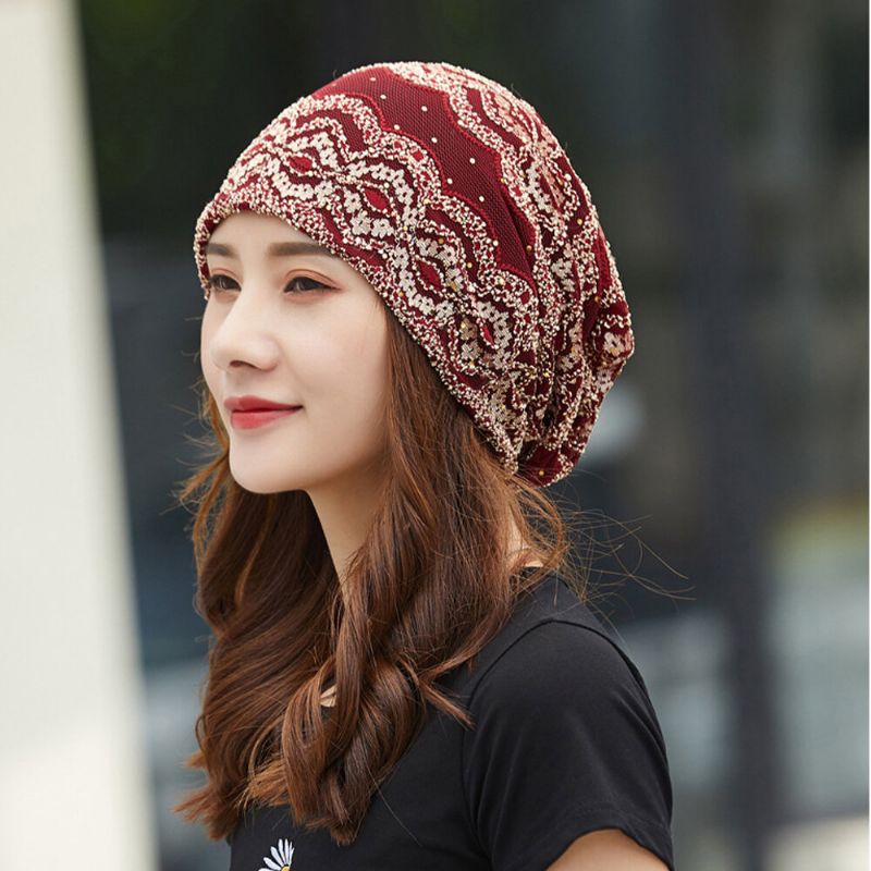 Femmes Coton Style Ethnique Broderie Florale Chaud Casual Outdoor Brimless Beanie