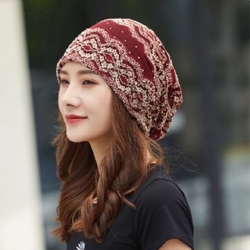 Femmes Coton Style Ethnique Broderie Florale Chaud Casual Outdoor Brimless Beanie