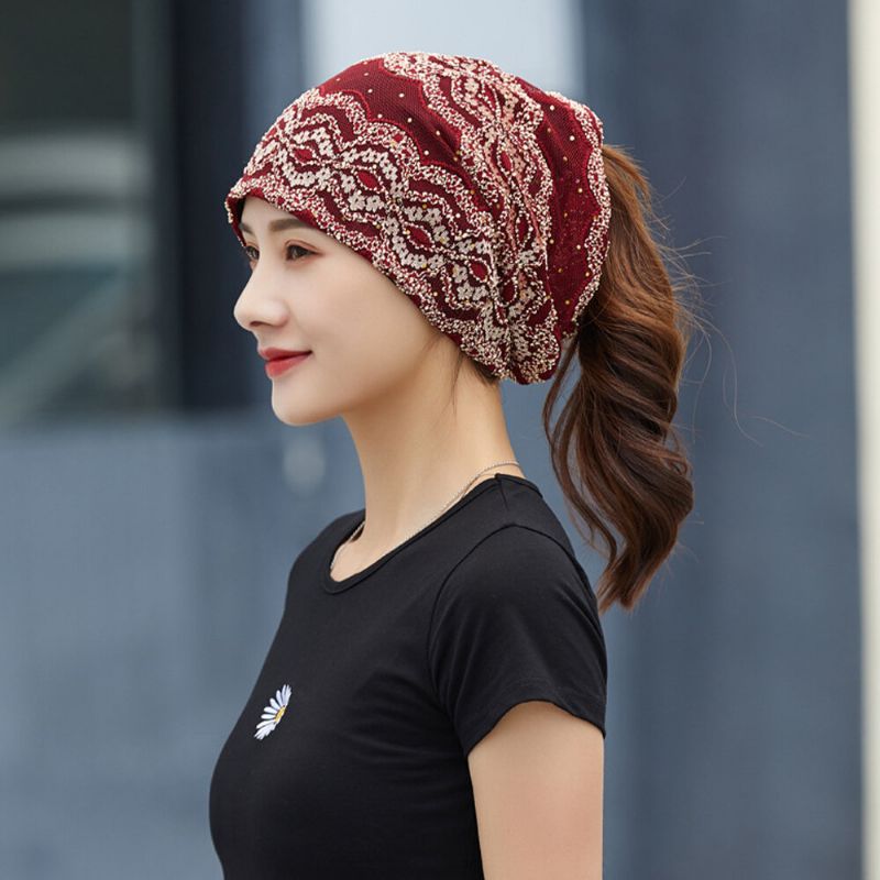 Femmes Coton Style Ethnique Broderie Florale Chaud Casual Outdoor Brimless Beanie