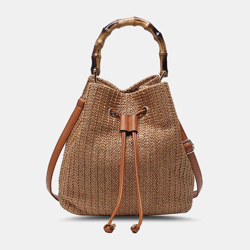 Femmes Couleur Unie Corde Casual Sac De Paille Sac À Main Sac À Bandoulière Sacs À Bandoulière Sac Seau