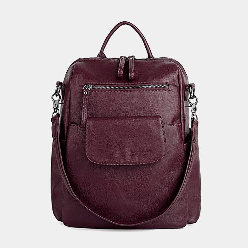 Femmes Couleur Unie Étanche Multi-porter Sac À Dos Grande Capacité Dos Anti-vol Poche Sac À Bandoulière Sac À Bandoulière