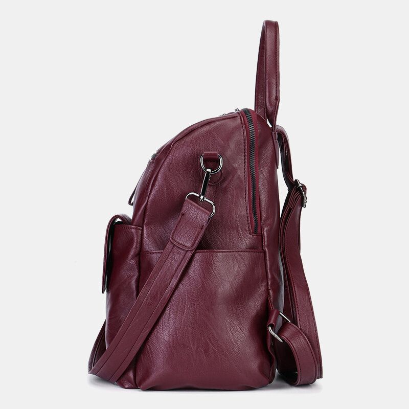 Femmes Couleur Unie Étanche Multi-porter Sac À Dos Grande Capacité Dos Anti-vol Poche Sac À Bandoulière Sac À Bandoulière