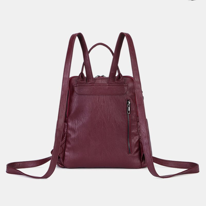 Femmes Couleur Unie Étanche Multi-porter Sac À Dos Grande Capacité Dos Anti-vol Poche Sac À Bandoulière Sac À Bandoulière