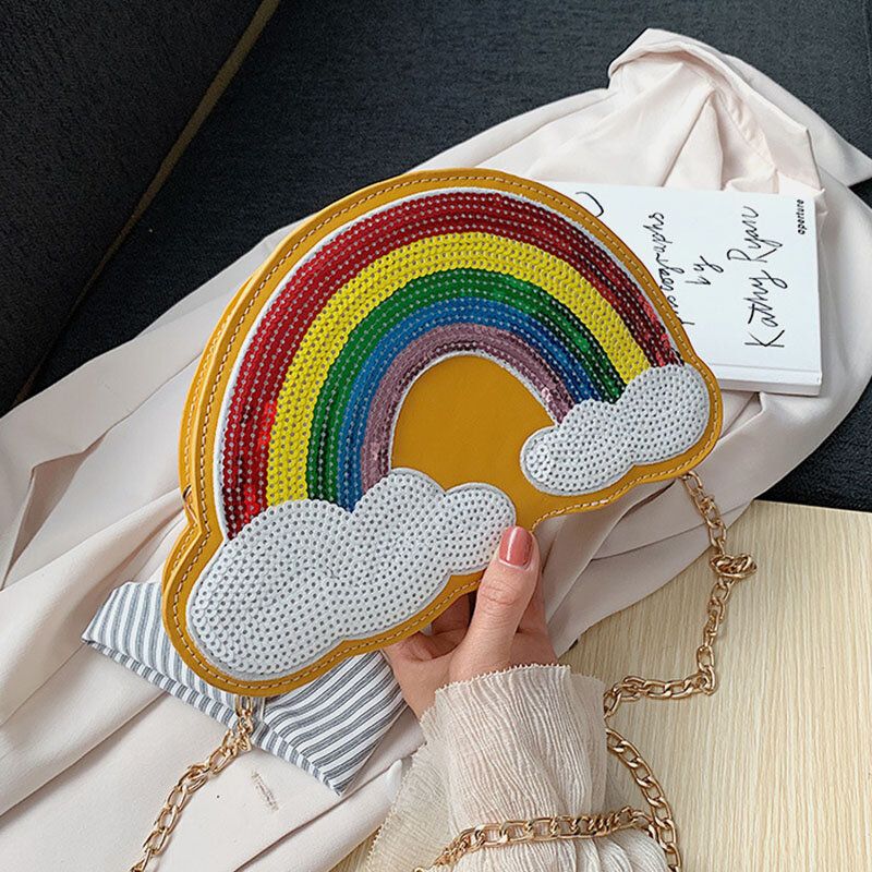 Femmes Creative Unique Nuage Forme Sequin Contraste Couleur Drôle Sac À Bandoulière Sac À Bandoulière