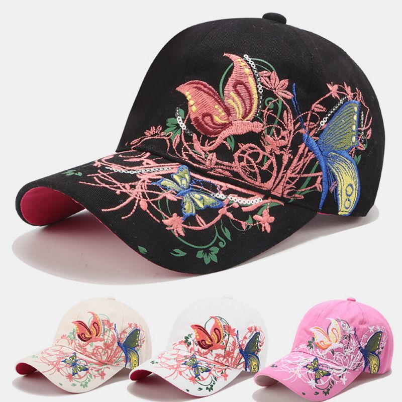 Femmes Crème Solaire Chapeau De Soleil Mode Papillon Broderie Canard Chapeau Casquette De Baseball