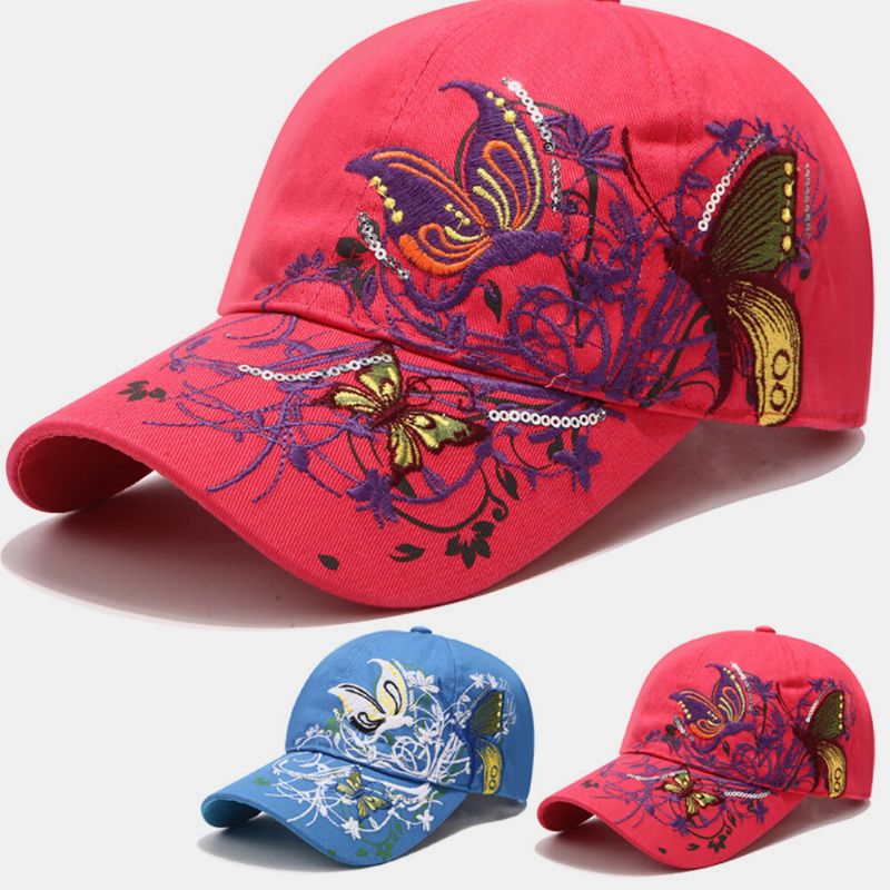 Femmes Crème Solaire Chapeau De Soleil Mode Papillon Broderie Canard Chapeau Casquette De Baseball