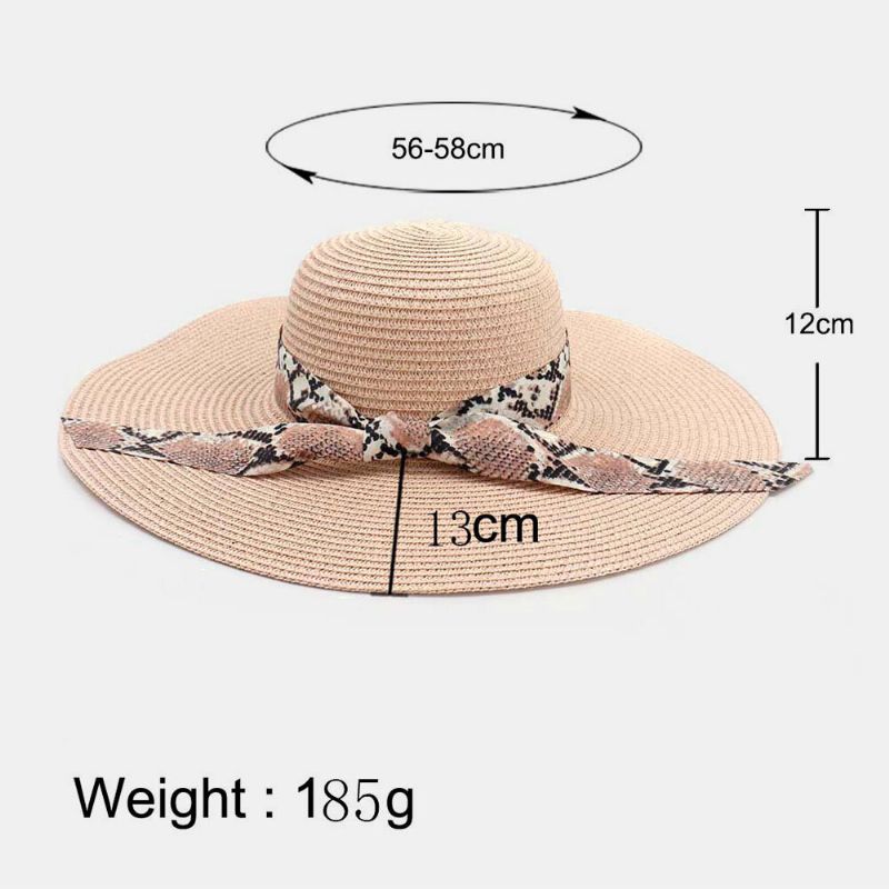 Femmes Crème Solaire Vacances Plage Bord Sauvage Chapeau De Soleil Élégant Élégant Chapeau De Paille Nœud Papillon