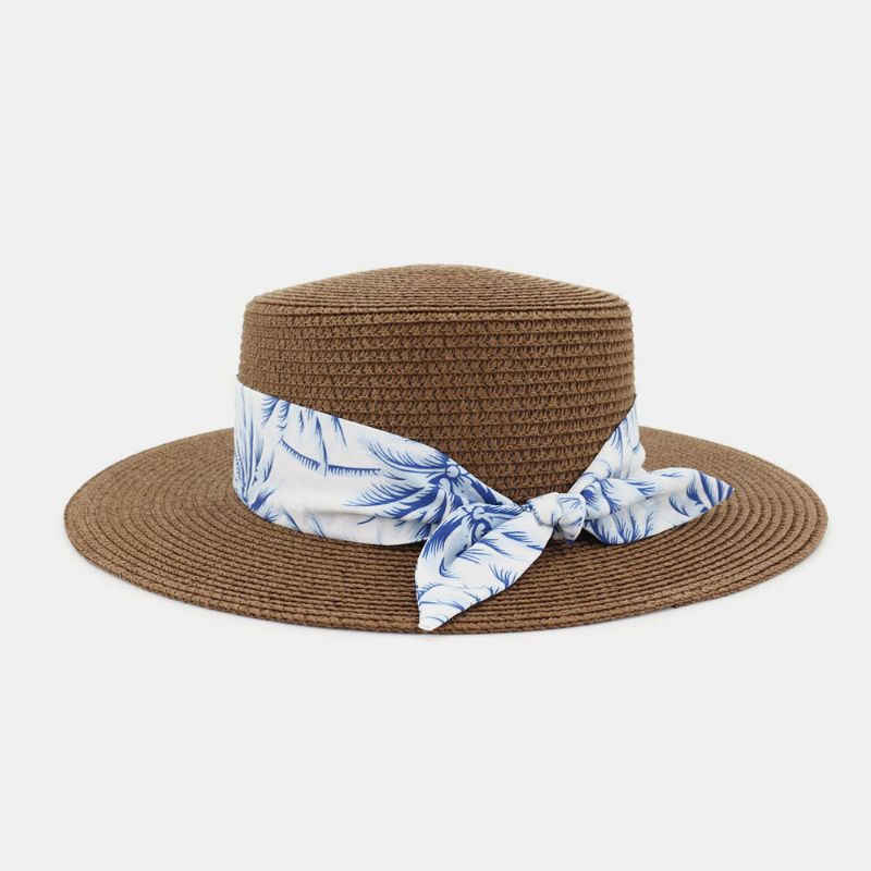 Femmes Crème Solaire Voyage Plage Soleil Chapeau Élégant Bowknot Jazz Chapeau Plat Chapeau Chapeau De Paille