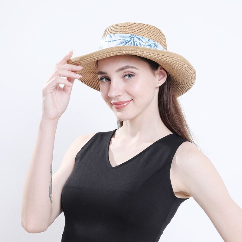 Femmes Crème Solaire Voyage Plage Soleil Chapeau Élégant Bowknot Jazz Chapeau Plat Chapeau Chapeau De Paille