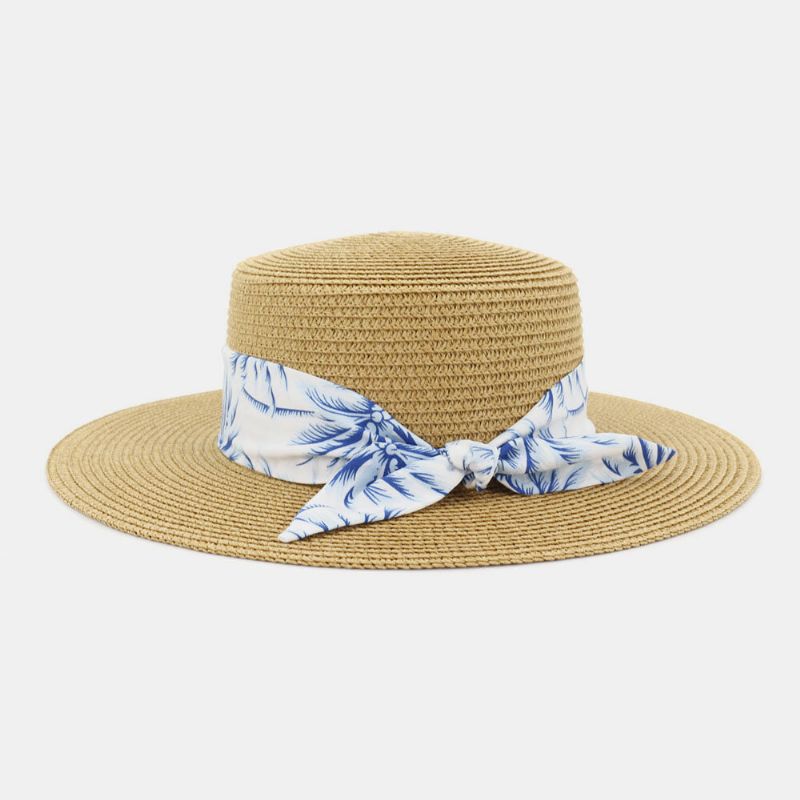 Femmes Crème Solaire Voyage Plage Soleil Chapeau Élégant Bowknot Jazz Chapeau Plat Chapeau Chapeau De Paille