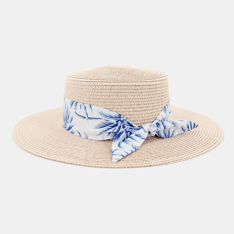 Femmes Crème Solaire Voyage Plage Soleil Chapeau Élégant Bowknot Jazz Chapeau Plat Chapeau Chapeau De Paille