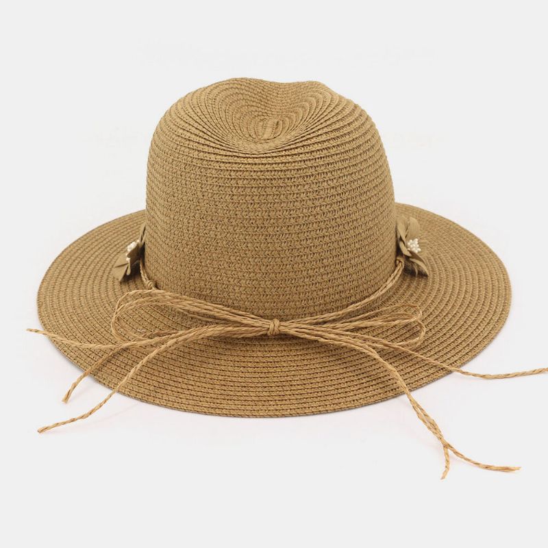 Femmes Crème Solaire Voyage Plage Soleil Chapeau Fleur Décoration Élégant Jazz Chapeau Chapeau De Paille