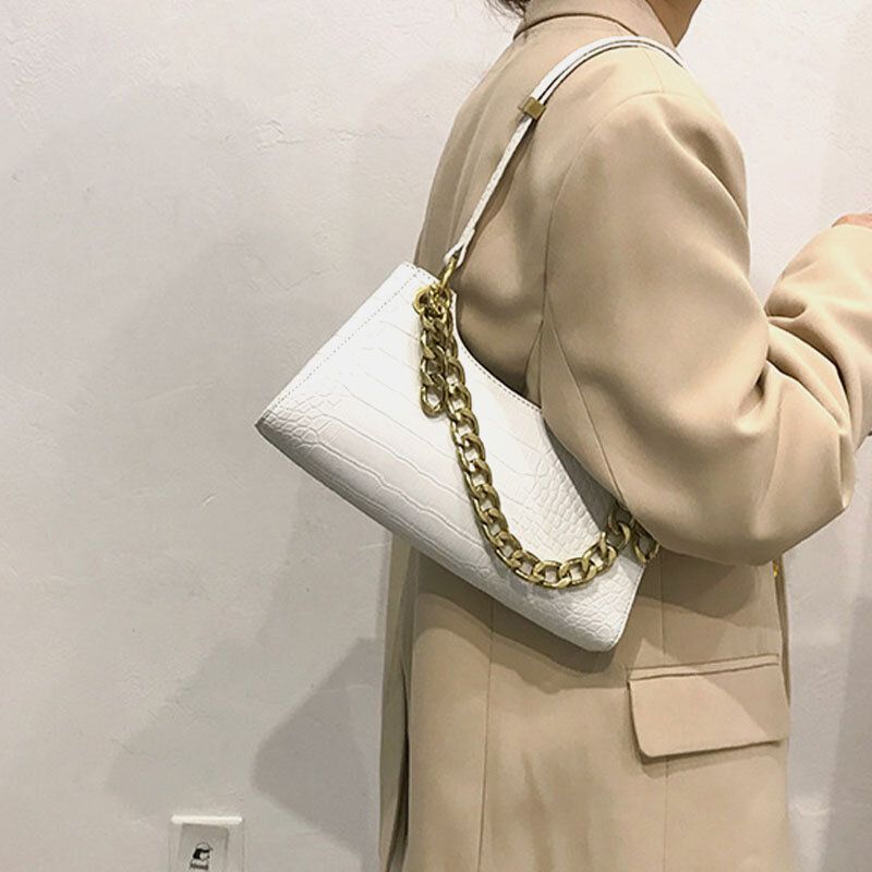 Femmes Crocodile Motif Chaîne Élégante Sac À Bandoulière Sac À Bandoulière